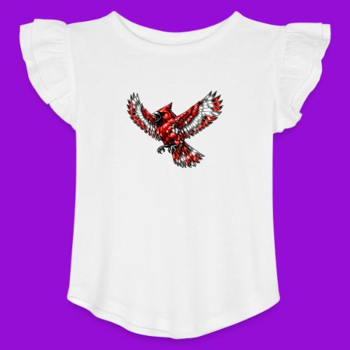 Cardinal in Flight - Toddler Girls Flutter T-shirt