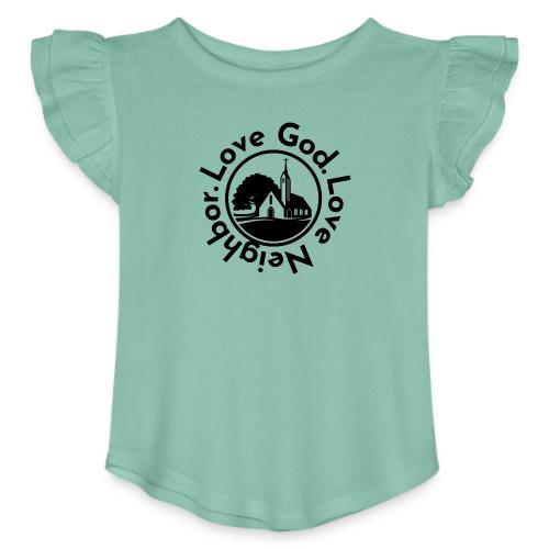BW Love God Love Neighbor Emblem - Toddler Girls Flutter T-shirt