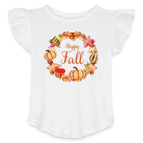 Happy Fall - Toddler Girls Flutter T-shirt