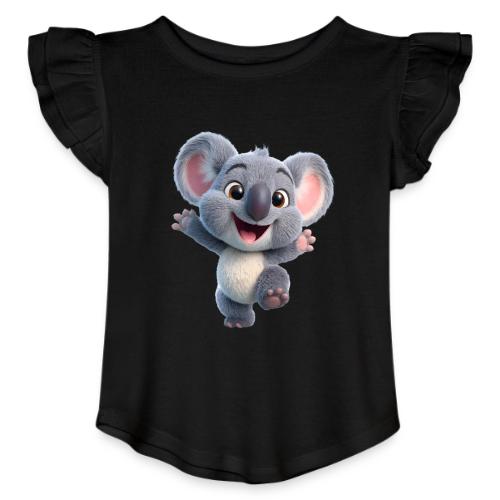 Joyful 3D Baby Koala with Arms Up - Toddler Girls Flutter T-shirt