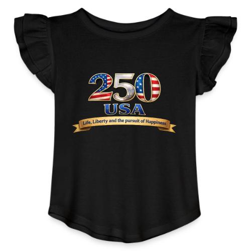 250 USA Liberty Banner - Toddler Girls Flutter T-shirt