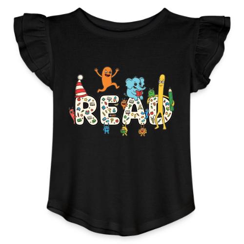 Whimsical READ Kids Cartoon - Toddler Girls Flutter T-shirt