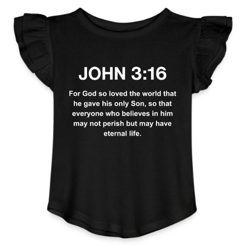 John 3:16 Christian Apparel – White - Toddler Girls Flutter T-shirt
