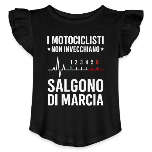 Motorcyclists Never Age Heartbeat Design - Toddler Girls Flutter T-shirt