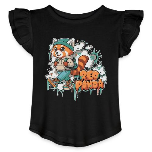 Red Panda Street Graffiti Vibes - Toddler Girls Flutter T-shirt