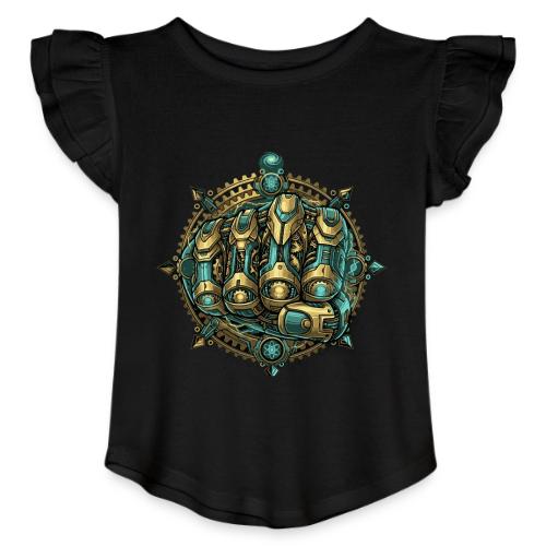 Cyberpunk Power Robot Hand - Toddler Girls Flutter T-shirt