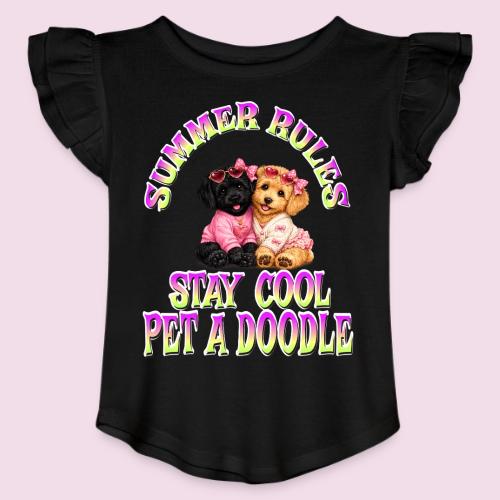 Summer Rules Stay Cool Pet A Doodle Cute Doodle - Toddler Girls Flutter T-shirt