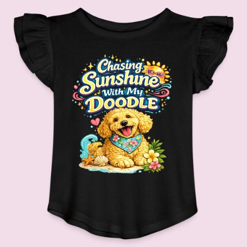 Chasing Sunshine With My Doodle - Toddler Girls Flutter T-shirt