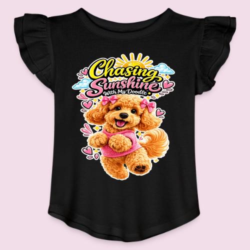 Chasing Sunshine With My Doodle - Toddler Girls Flutter T-shirt