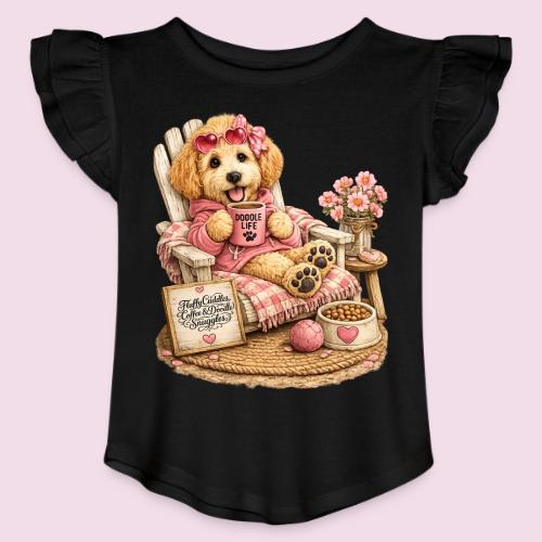 Just Enjoying Life Doodle Dog - Toddler Girls Flutter T-shirt