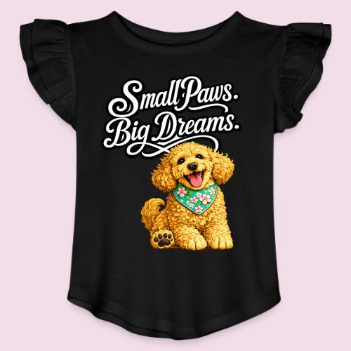 Small Paws Big Dreams Goldendoodle Puppy - Toddler Girls Flutter T-shirt
