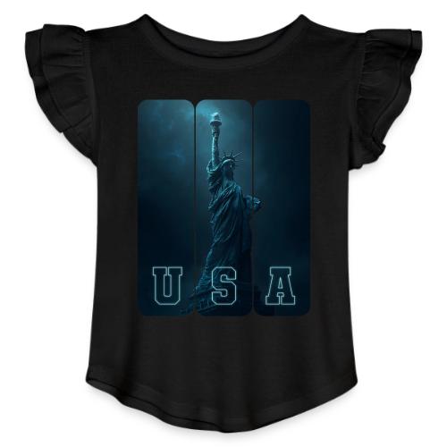 Neon Liberty USA Triptych - Toddler Girls Flutter T-shirt