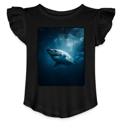 Great White Shark Ocean Design - Toddler Girls Flutter T-shirt