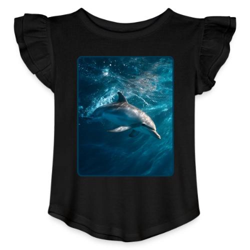 Dolphin Sunlit Ocean Serenity Design - Toddler Girls Flutter T-shirt