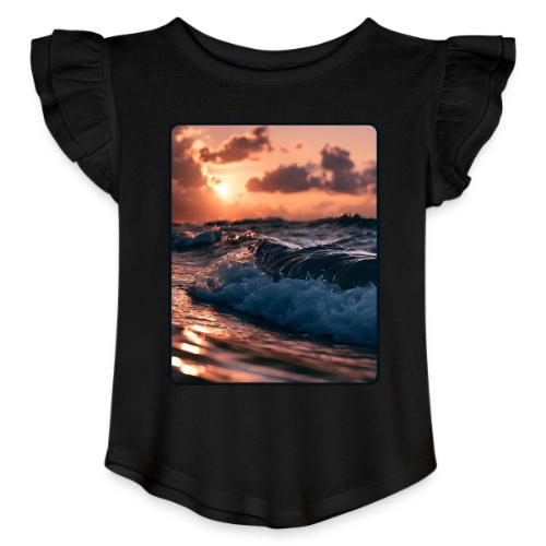 Golden Sunset Ocean Wave - Toddler Girls Flutter T-shirt