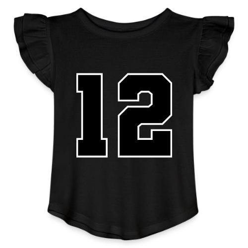 Varsity Number 12 Sports Design - Toddler Girls Flutter T-shirt