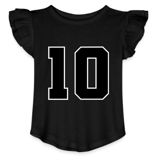 Varsity Number 10 Athletic Design - Toddler Girls Flutter T-shirt