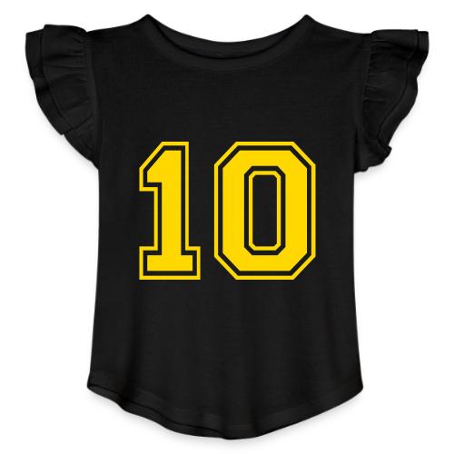 Number 10 in a classic athletic collegiate font - Toddler Girls Flutter T-shirt