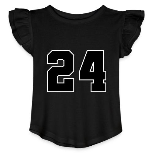 Varsity Number 24 College Font - Toddler Girls Flutter T-shirt