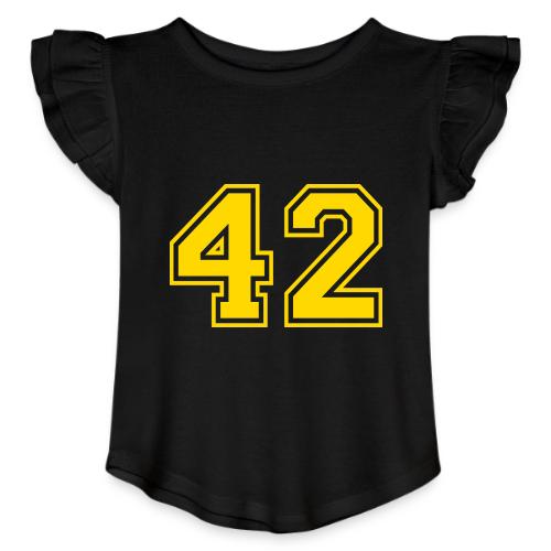 Number 42 in a classic athletic collegiate font - Toddler Girls Flutter T-shirt
