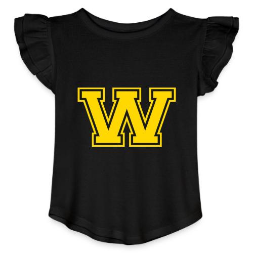 Letter W – Capital Athletic Alphabet Monogram - Toddler Girls Flutter T-shirt