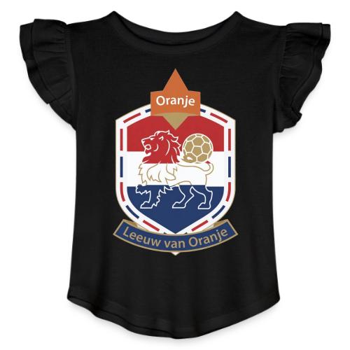 Netherlands Lion Crest T-Shirt, Dutch Badge Gift - Toddler Girls Flutter T-shirt