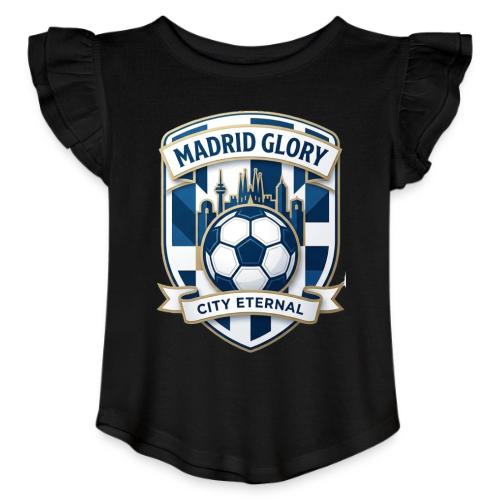 Madrid Skyline Glory T Shirt, Madrid Fan Gift - Toddler Girls Flutter T-shirt