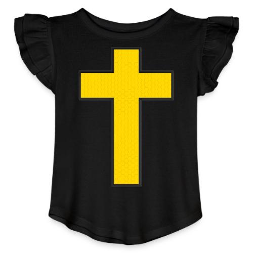 Kevlar Cross Shirt–Christian Strength and Protect - Toddler Girls Flutter T-shirt