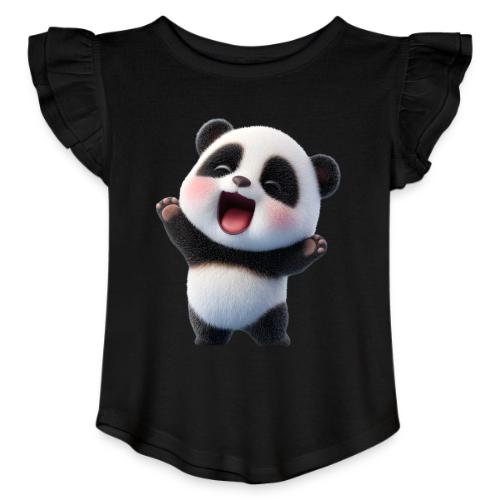 Happy Baby Panda Standing - Toddler Girls Flutter T-shirt