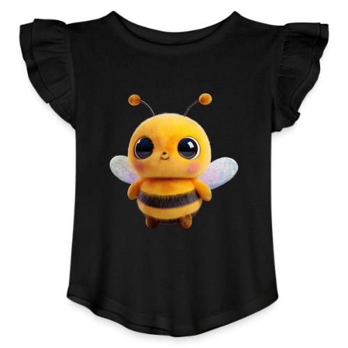 Sweet Cartoon Baby Bee with Innocent Eyes - Toddler Girls Flutter T-shirt
