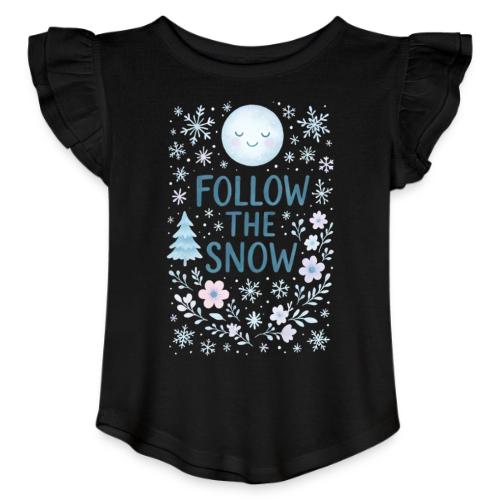 Follow the Snow – Cozy Winter Watercolor - Toddler Girls Flutter T-shirt