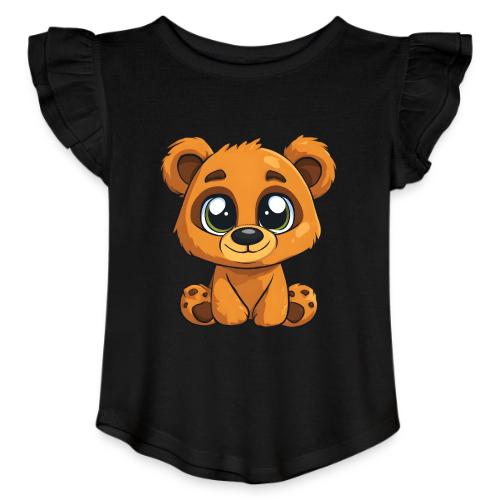 Smiling Sitting Baby Bear - Toddler Girls Flutter T-shirt