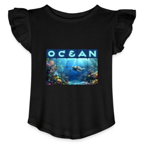 Ocean: Turtle Drift - Toddler Girls Flutter T-shirt