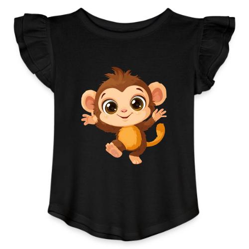 Dancing Baby Monkey Joyful - Toddler Girls Flutter T-shirt