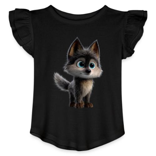 Innocent Cartoon Baby Wolf - Toddler Girls Flutter T-shirt