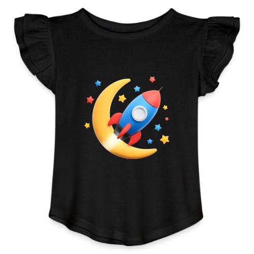 Rocket to the Crescent Moon - Toddler Girls Flutter T-shirt