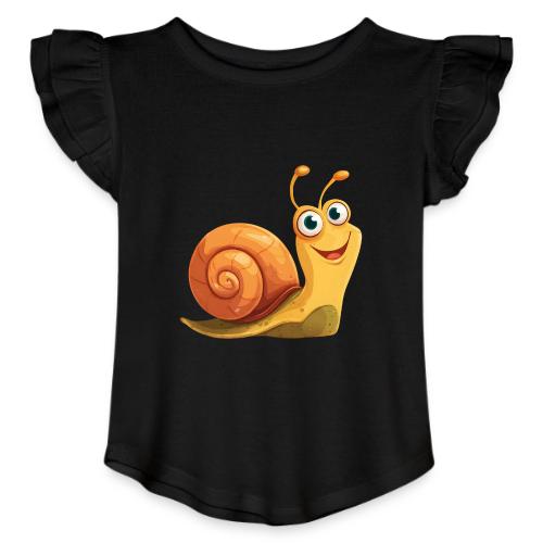 Happy Cartoon Snail with a Smile - Toddler Girls Flutter T-shirt