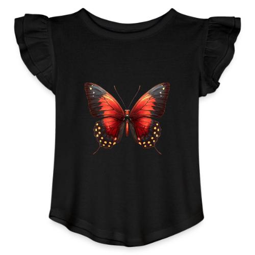 Bright Red, Black, and Yellow Butterfly - Toddler Girls Flutter T-shirt