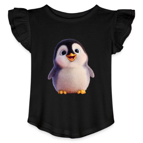 Joyful Baby Penguin - Toddler Girls Flutter T-shirt