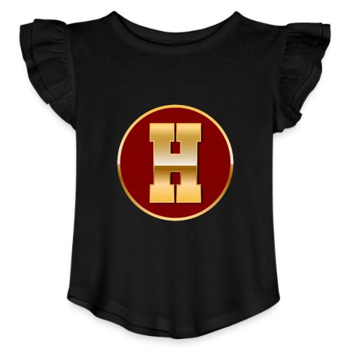 Letter H – Capital Varsity Alphabet Monogram - Toddler Girls Flutter T-shirt