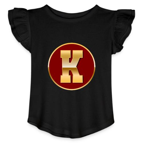 Letter K – Capital Varsity Alphabet Monogram - Toddler Girls Flutter T-shirt