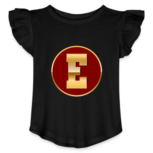 Letter E – Capital Varsity Alphabet Monogram - Toddler Girls Flutter T-shirt