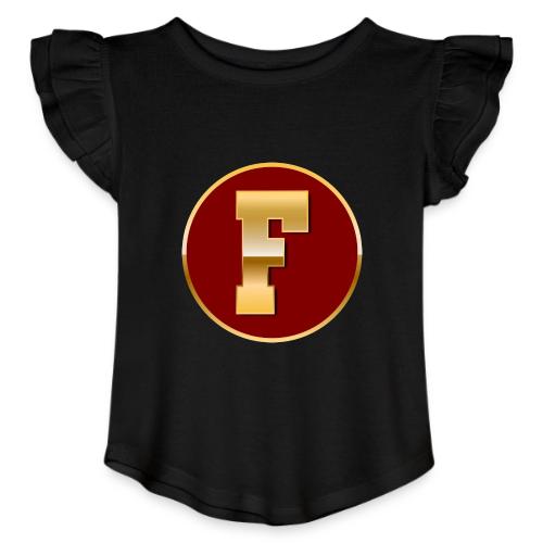 Letter F – Capital Varsity Alphabet Monogram - Toddler Girls Flutter T-shirt