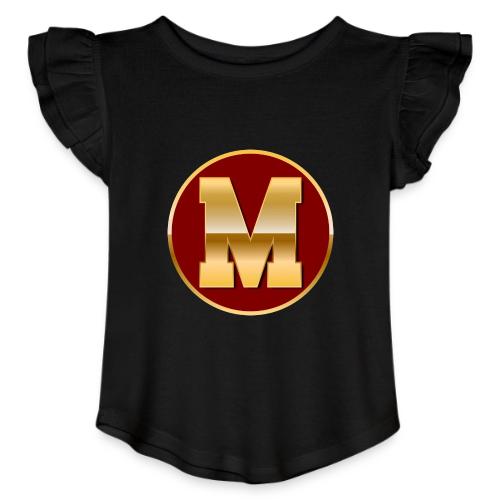 Letter M – Capital Varsity Alphabet Monogram - Toddler Girls Flutter T-shirt
