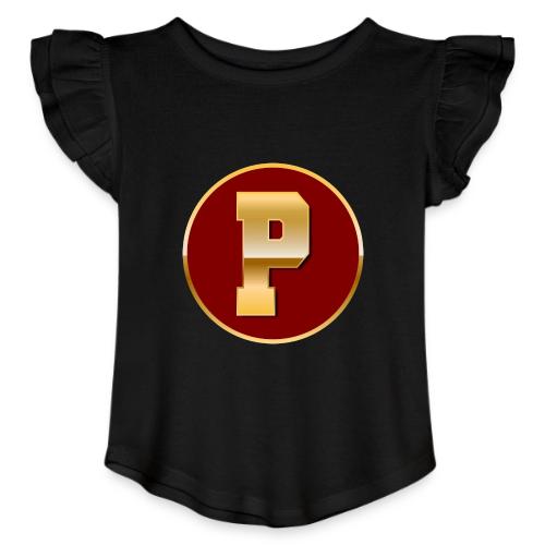 Letter P – Capital Varsity Alphabet Monogram - Toddler Girls Flutter T-shirt