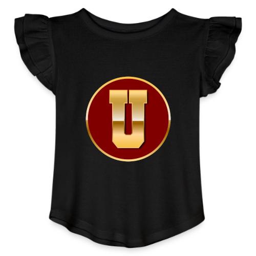 Letter U – Capital Varsity Alphabet Monogram - Toddler Girls Flutter T-shirt