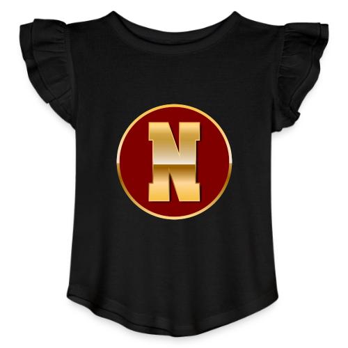 Letter N – Capital Varsity Alphabet Monogram - Toddler Girls Flutter T-shirt