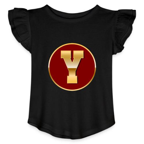 Letter Y – Capital Varsity Alphabet Monogram - Toddler Girls Flutter T-shirt