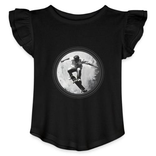 Skateboarding Vibes Only - Toddler Girls Flutter T-shirt