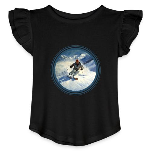 Skiing Power Moves - Toddler Girls Flutter T-shirt